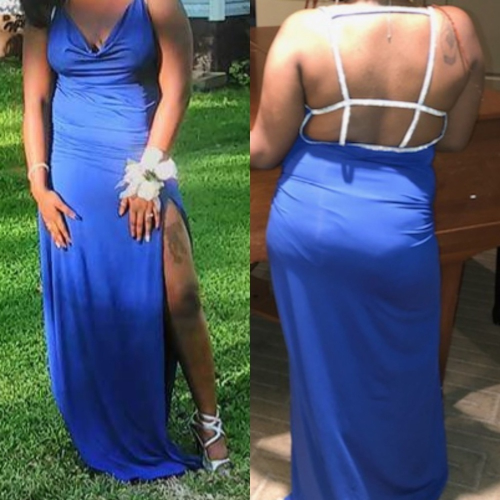 Royal Blue and Silver Prom Dress